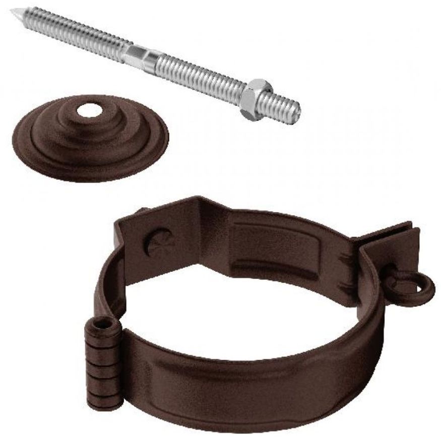 Декоративный хомут для труб Aquasystem с комплектом креплений, RAL 8017 Коричневый матовый 150/100 купить в Омске