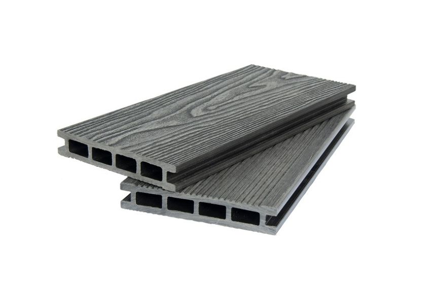 Террасная доска ДПК POLIVAN GROUP 3D+вельвет пустотелая с двухсторонней отделкой DENPASAR черного цвета. купить в Омске