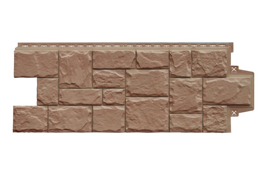 Фасадная панель Grand Line, Крупный Камень Design Plus, Миндаль купить в Омске