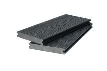 Доска террасная двухсторонняя с 3D фактурой дерева POLIVAN GROUP SINGARAJA черного цвета.