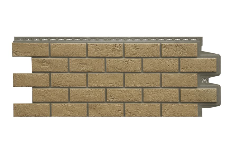Фасадная панель Grand Line, Состаренный кирпич Design Plus, Солома (Темно-бежевый шов) купить в Омске