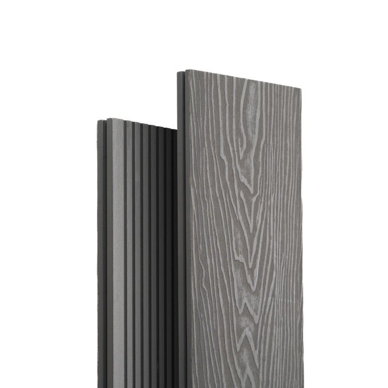 Террасная доска Экодекинг Топ полнотелая, Серый купить в Омске