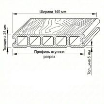 Террасная доска ДПК GardenParkett Табула, Серый