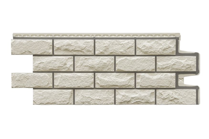 Фасадные панели Grand Line, Колотый камень Design, Молочный (шов RAL 7006) купить в Омске
