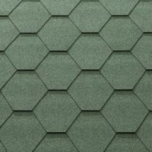 Гибкая черепица KATEPAL KL зелёного цвета.