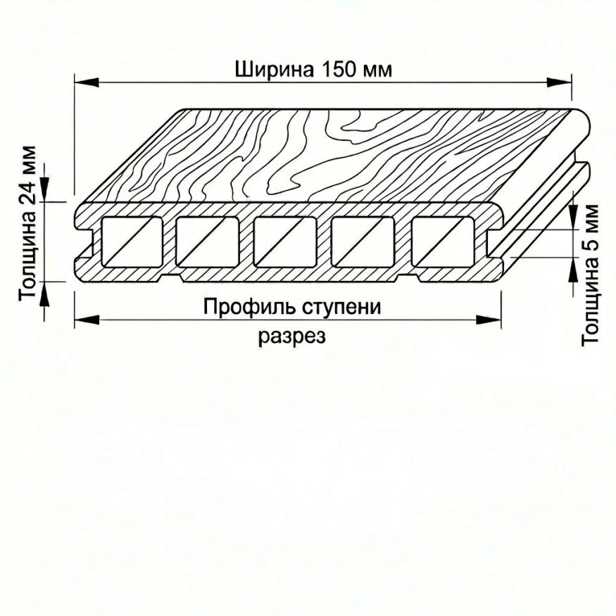 Террасная доска ДПК GardenParkett Патио, Графит купить в Омске