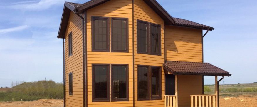 Фиброцементный сайдинг Latonit в цвете Красное дерево (RAL 8001/8008) купить в Омске