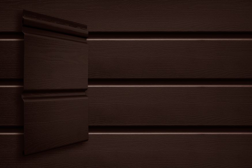 Виниловый сайдинг Grand Line Double-брус Цвет: Темный дуб купить в Омске