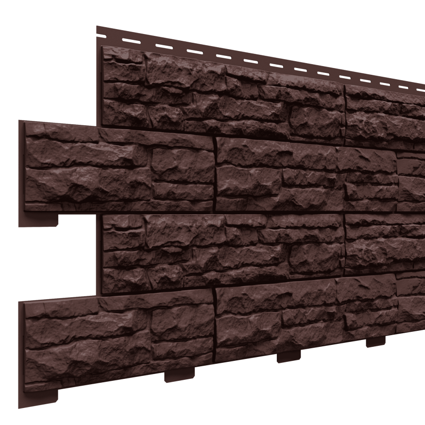 Фасадные панели Доломит, Скалистый риф премиум, Цвет Каштан купить в Омске