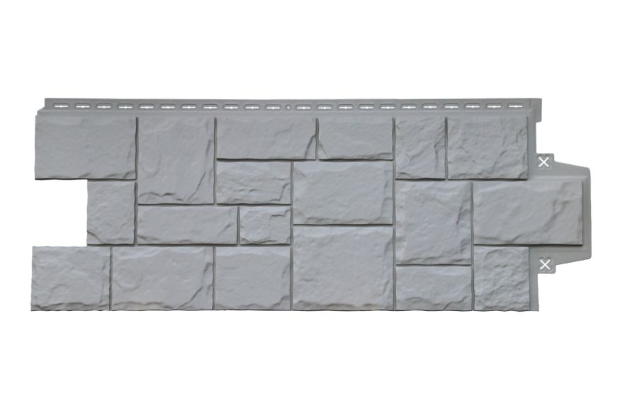 Фасадные панели Grand Line, Крупный камень Classic, Серый купить в Омске