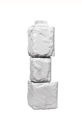 Угол Фасадного Сайдинга «Крупный Камень» Мелованный Белый купить в Омске