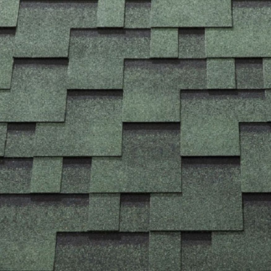 Гибкая черепица KATEPAL ROCKY цвет зелёный-тайга. купить в Омске