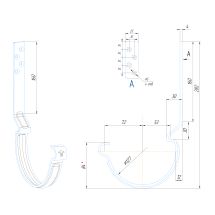 Крюк длинный усиленный модернизированный с комплектом крепления Aquasystem, PU MATT, RAL 7024 Тёмно-серый 125/90