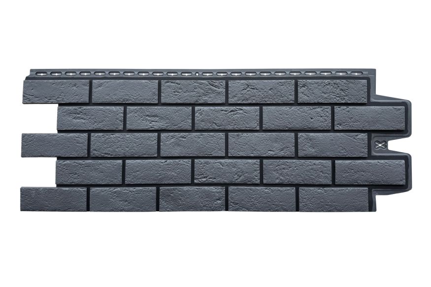 Фасадная панель Grand Line, Состаренный кирпич Design, Графит, шов RAL 9005 купить в Омске