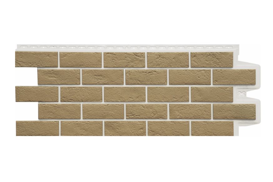 Фасадная панель Grand Line, Состаренный кирпич Design Plus, Солома (Белый шов) купить в Омске