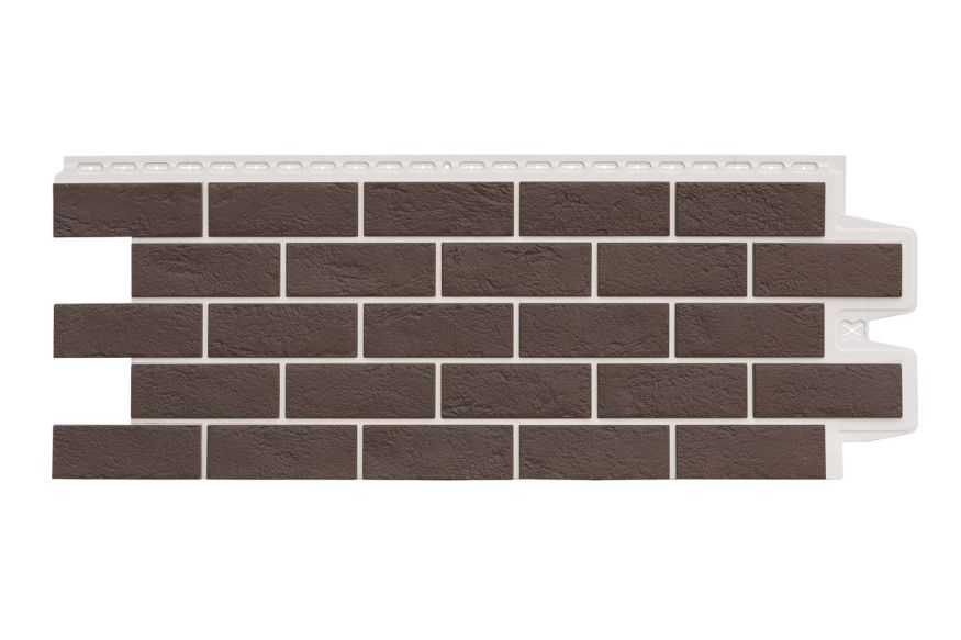 Фасадная панель Grand Line, Состаренный кирпич Design Plus, Каштан (Белый шов) купить в Омске