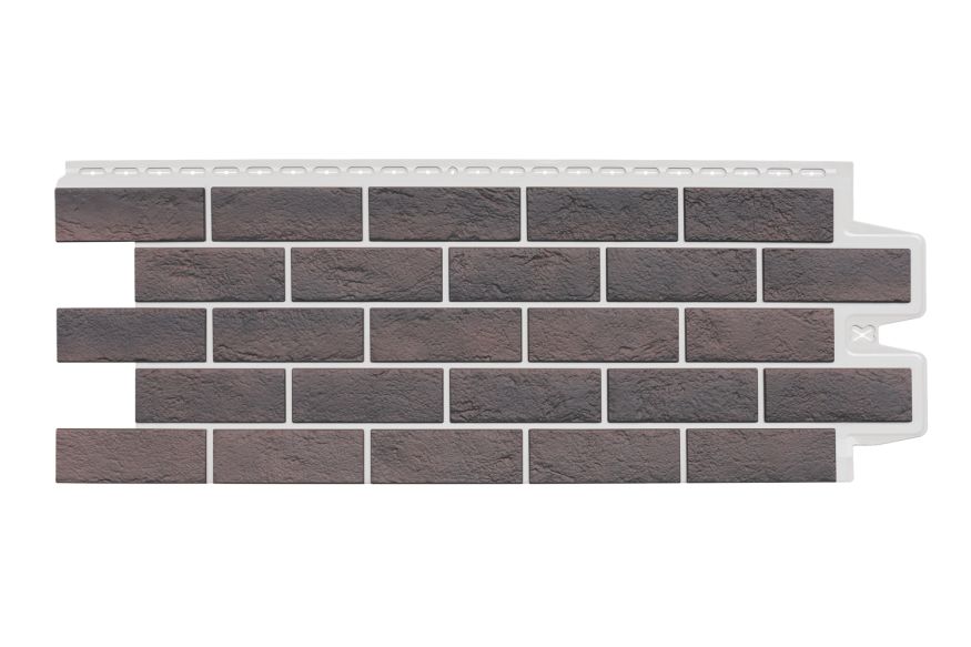 Фасадная панель Grand Line, Состаренный кирпич Design Plus, Кофе (Белый шов) купить в Омске